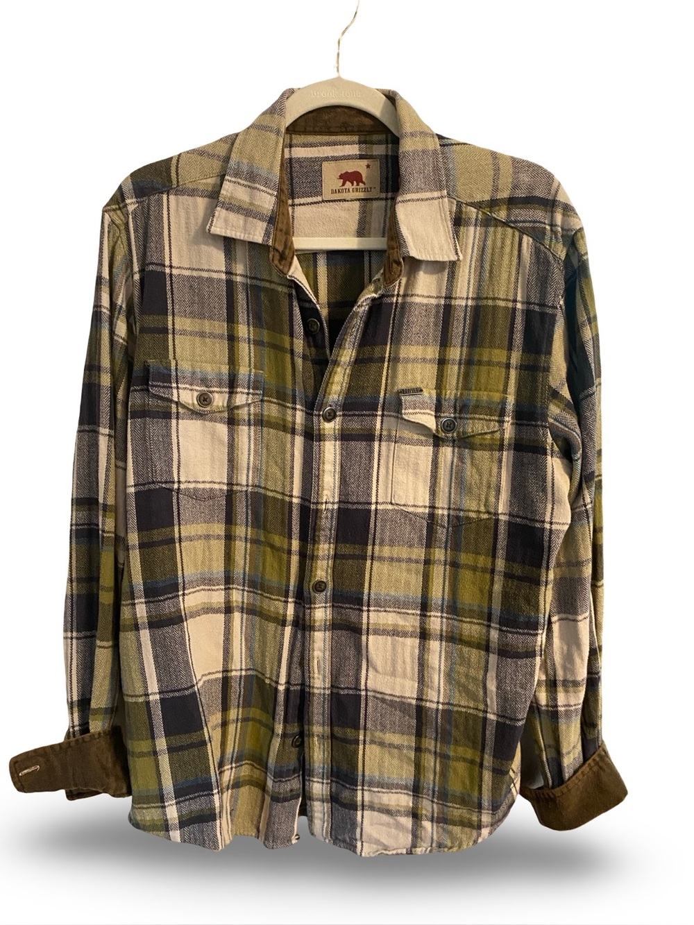 Olive Plaid Flannel Shirt